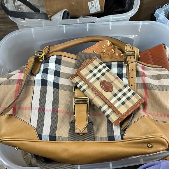 Burberry Tan and Black Checkered Women's Bag and Wallet - Picture 1 of 1